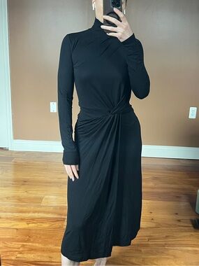 rag & bone Black Long-Sleeve Twist-Waist Midi Dress